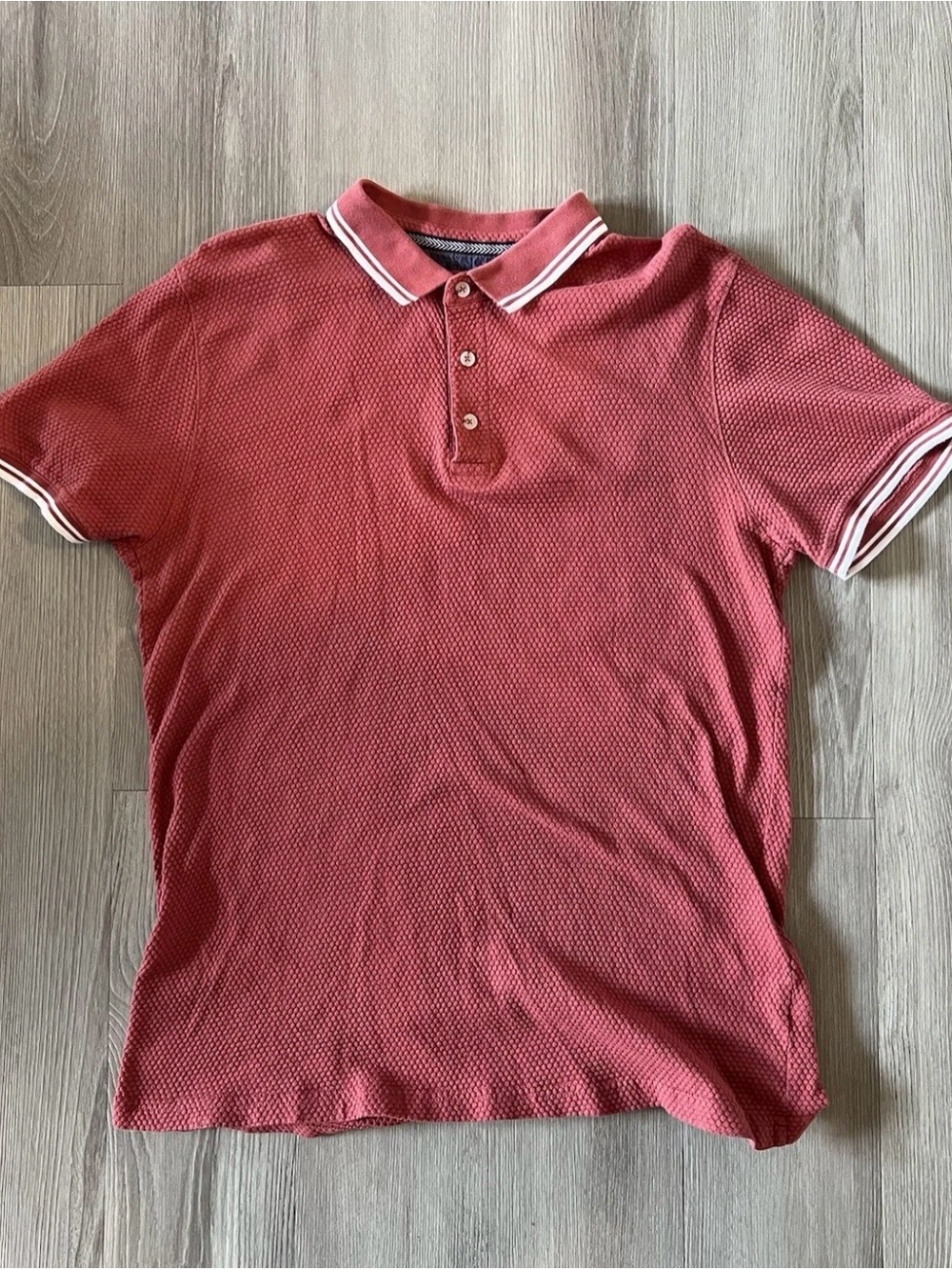 Men's Red Short-Sleeve Polo with White Contrast Trim